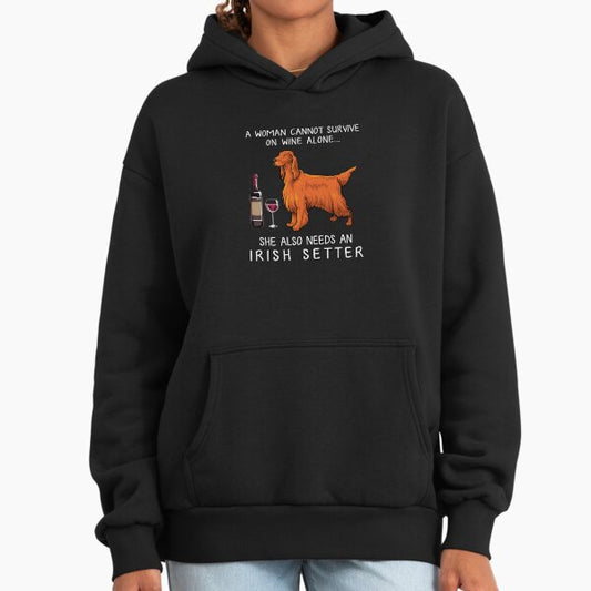 Irish Setter and wine Funny dog Hoodie