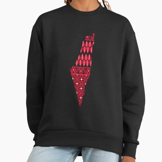 Palestinian keffiyeh | Palestine map Tatreez Pattern Sweatshirt