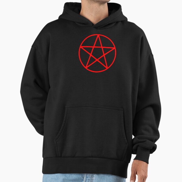 Red and Black Pentagram Stars Symbol Hoodie
