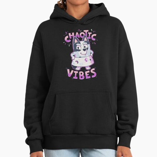 Chaotic Vibes Muffin Heeler // Bingo Bandit Chilli Stripe Hoodie