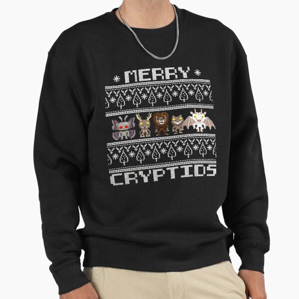Merry Cryptids - Ugly Christmas Mothman, Wendigo, Sasquatch, Dogman, Jersey Devil Sweatshirt