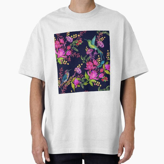 Hummingbird Floral Pattern 14 T-Shirt