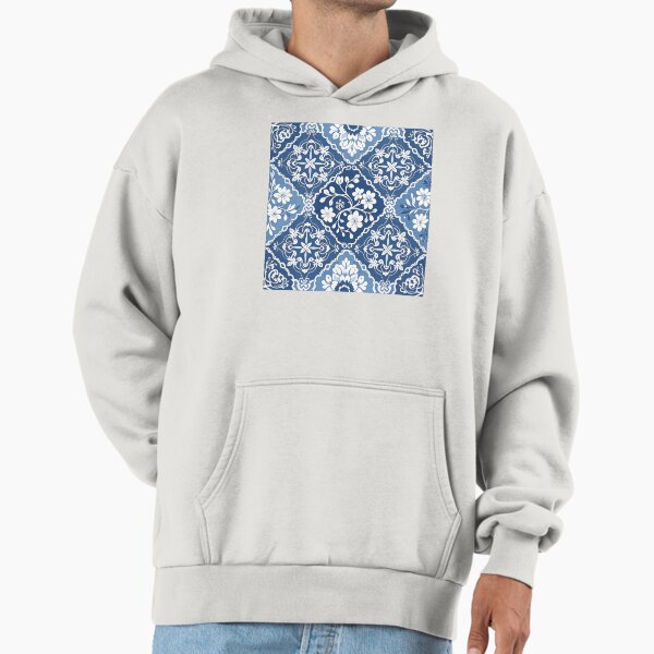 Blue Floral Pattern Hoodie