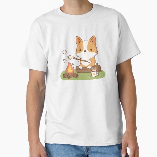 Corgi Toasting Marshmallow At Campfire T-Shirt