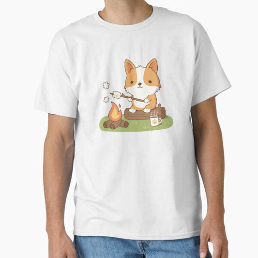 Corgi Toasting Marshmallow At Campfire T-Shirt