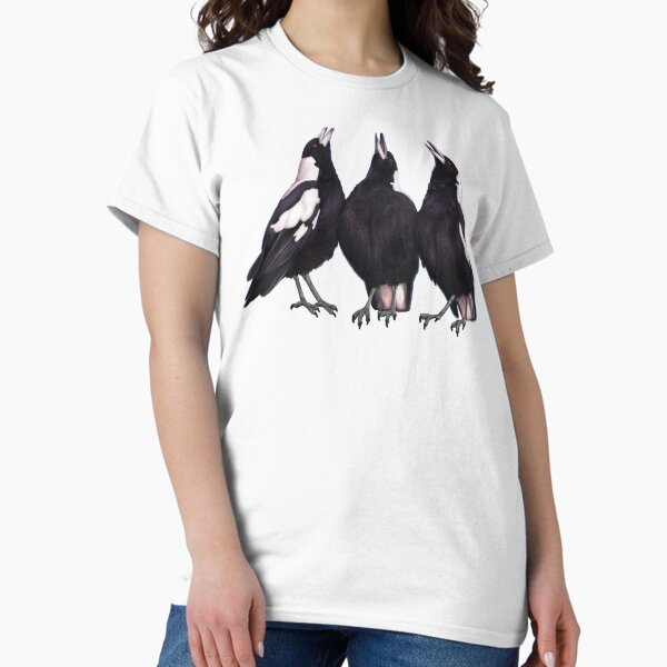 Trio of warbling magpies. Australian theme decor, original artwork. Unique gift. T-Shirt