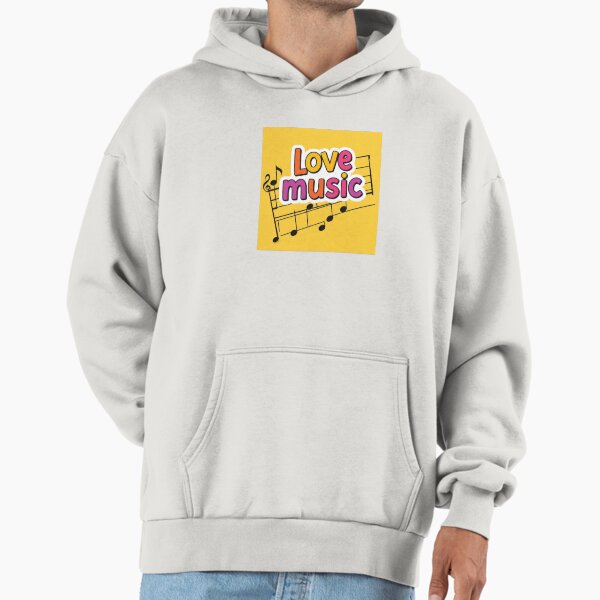 Love Music Colorful Typography with Musical Notes | Music Lover Graphic Design Hoodie