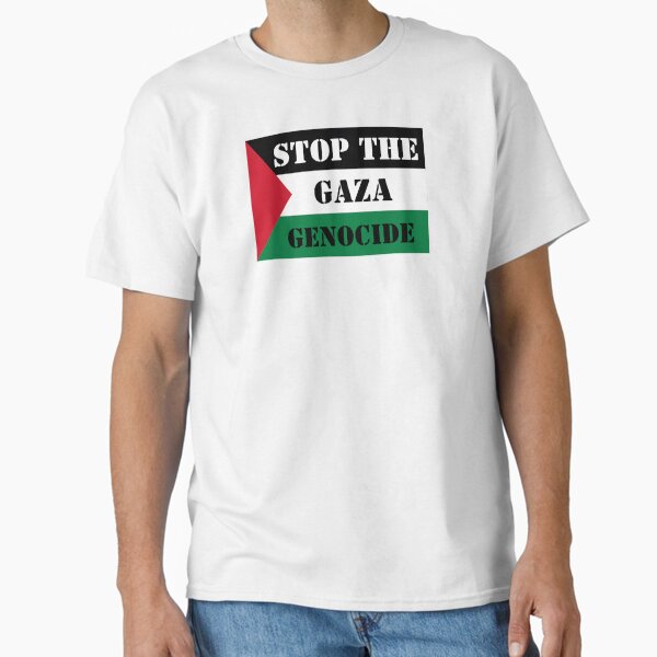 Stop The Gaza Genocide- Free Palestine with Flag T-Shirt