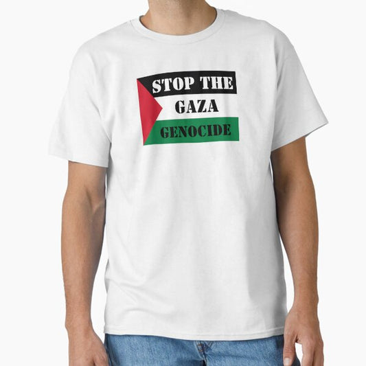 Stop The Gaza Genocide- Free Palestine with Flag T-Shirt