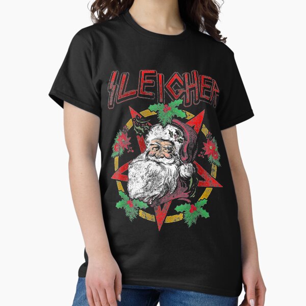 Sleigher Heavy Metal Santa Claus Christmas Xmas T-Shirt