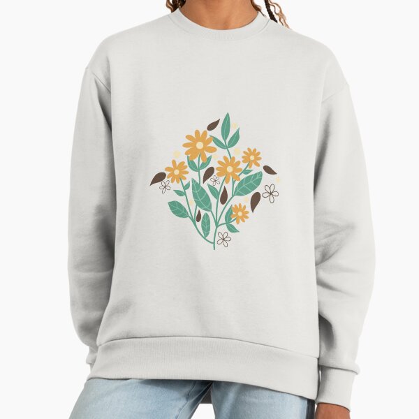 Gold Flower Botanical Floral Illustration Sweatshirt