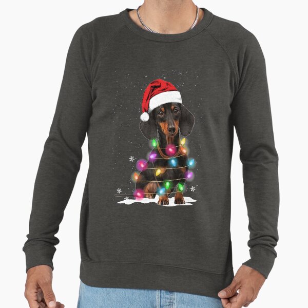 Dachshund Christmas Lights With Snow Sweater Lightweight Sweatshirt