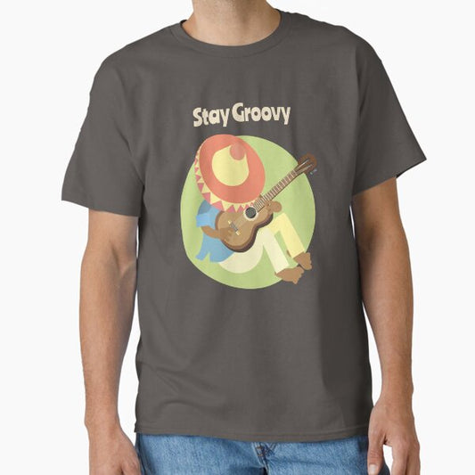 Stay Groovy T-Shirt – Retro Guitar Player Graphic, Funky Music Vibe Tee T-Shirt