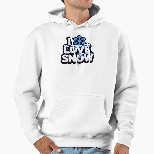 I Love Snow Winter Snowflake Typography Design Hoodie