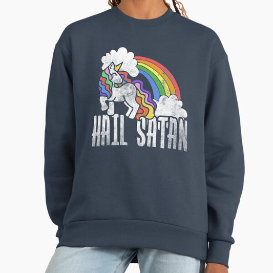 Hail Satan Retro Rainbow Unicorn Sweatshirt