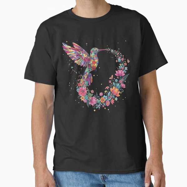 Floral Hummingbird, Animal Lover, Bird, Trendy, Gift For Her, Bird Lover, Spring Birds, Flower T-Shirt