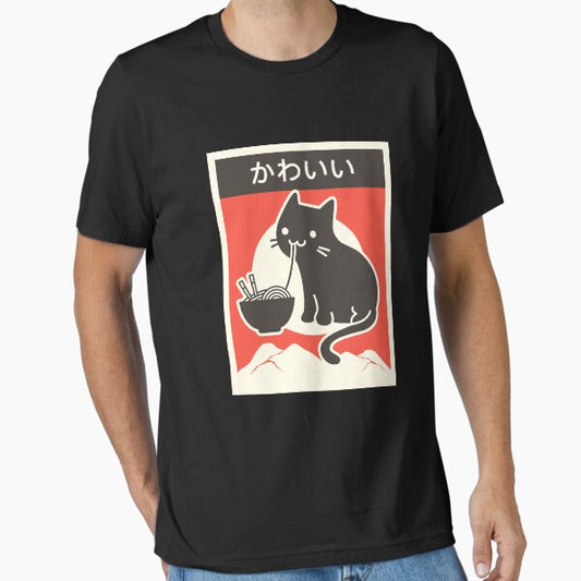 "Kawaii" Vintage Style Japenese Ramen Cat T-Shirt