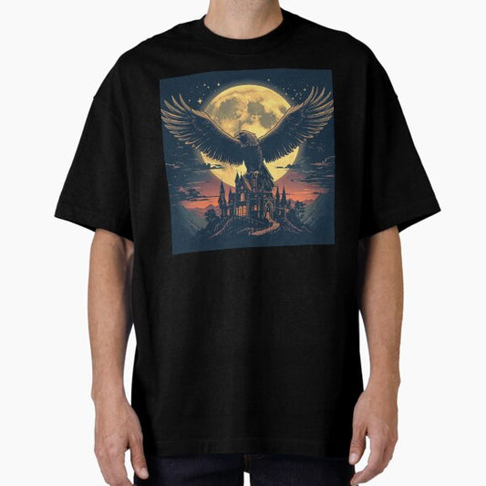 Majestic Griffin Flying Over Magical City T-Shirt