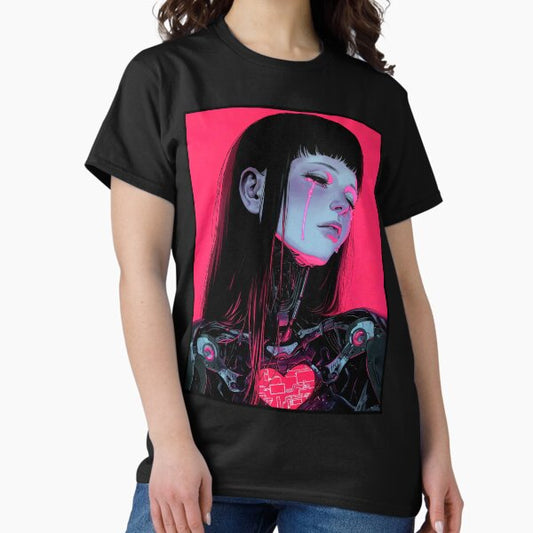 Vaporwave Cyborg Heart Girl T-Shirt