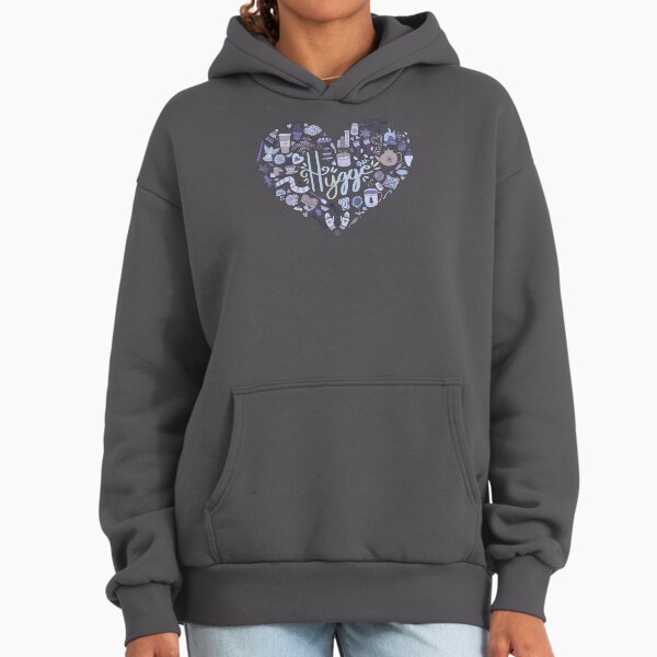 Hygge Doodle Heart - Winter Night & Charcoal Hoodie