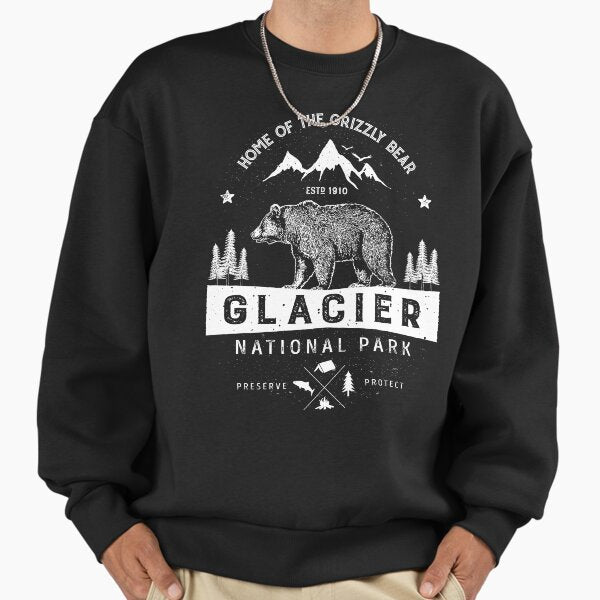 Glacier National Park T Shirt Vintage Montana Bear Men Women Sweatshirt