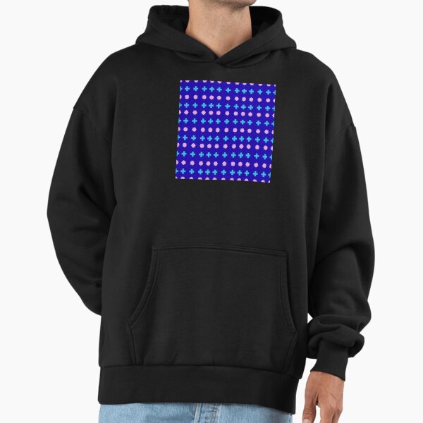 Lavender Stars and Light Blue Crosses on Dark Blue background pattern Hoodie