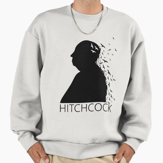 Alfred Hitchcock Birds Portrait - Black White Sweatshirt