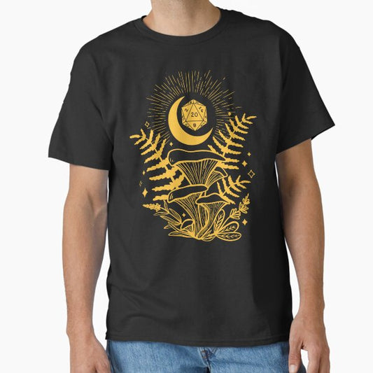 DND DRUID DICE: Forest Mushroom Fern and Moon D20 for Druid or Nature Cleric. T-Shirt