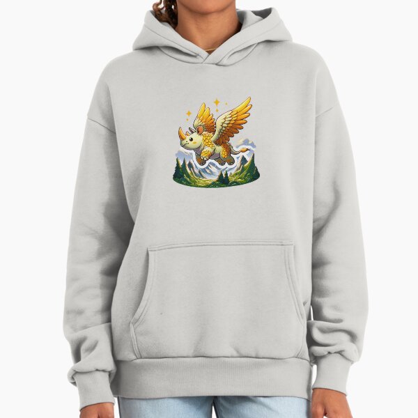 Cute and kawaii fantastic - Rhino flying in the sky Hoodie