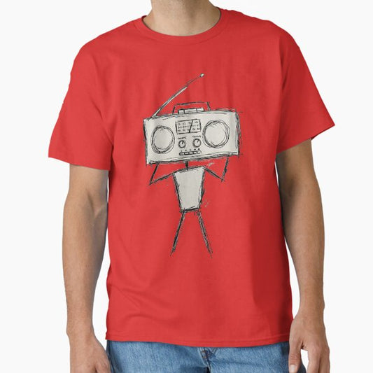 Retro Radio Head Stick Figure T-Shirt
