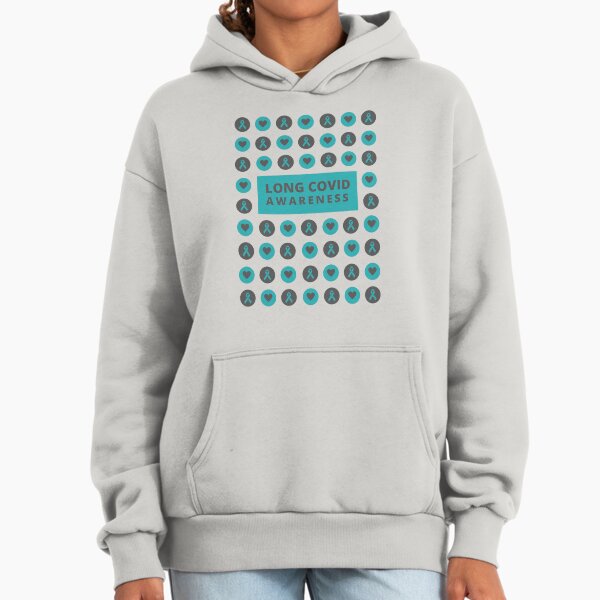 Long Covid Awareness Pattern - grey Blue Hoodie