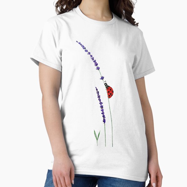 Hand painted red ladybug and purple lavender T-Shirt
