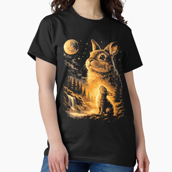 Howling Bunny Moon Vintage 90s Easter Animal Retro T-Shirt