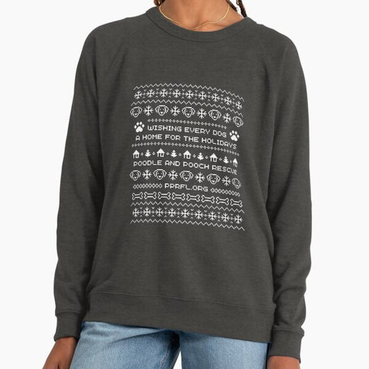 Poodle and Pooch Rescue of Florida - Holiday Sweater (white) Lightweight Sweatshirt