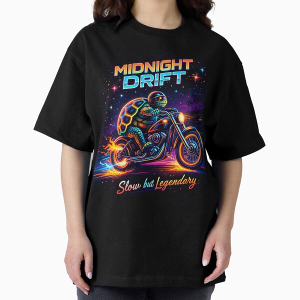 Midnight Drift – Slow but Legendary Turtle Rider T-Shirt