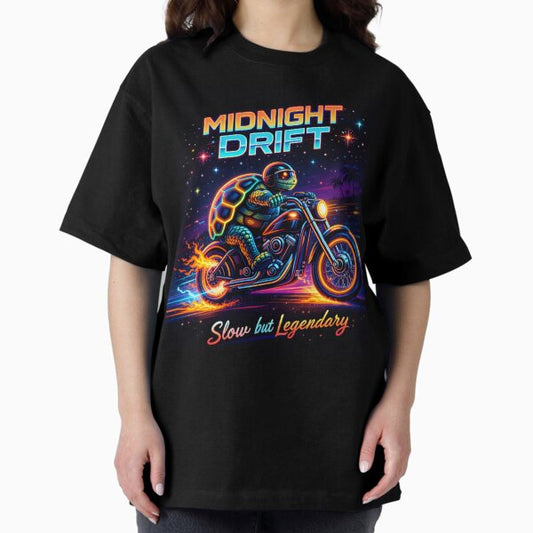 Midnight Drift – Slow but Legendary Turtle Rider T-Shirt