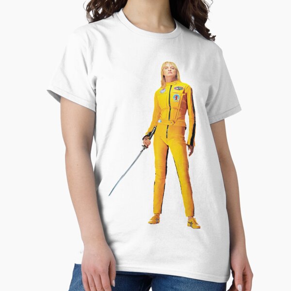 Uma Thurman KILL BILL sword yellow quentin tarantino iconic blonde black mamba the bride T-Shirt