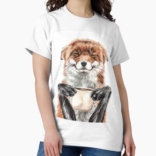Morning Fox - cute coffee animal T-Shirt