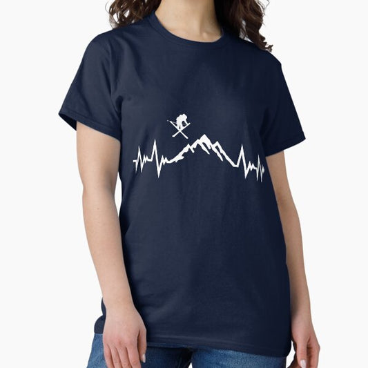 Ski and mountain - skiing pulse heartbeat T-Shirt