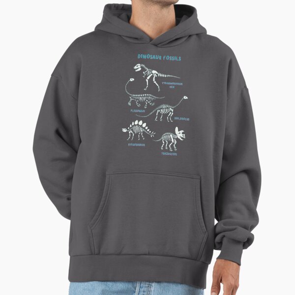 Dinosaur Fossils - aqua on white - Fun graphic pattern by Cecca Designs Hoodie