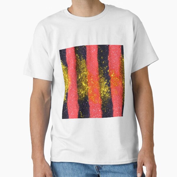 Pink Gold Glitter Vertical Stripes T-Shirt