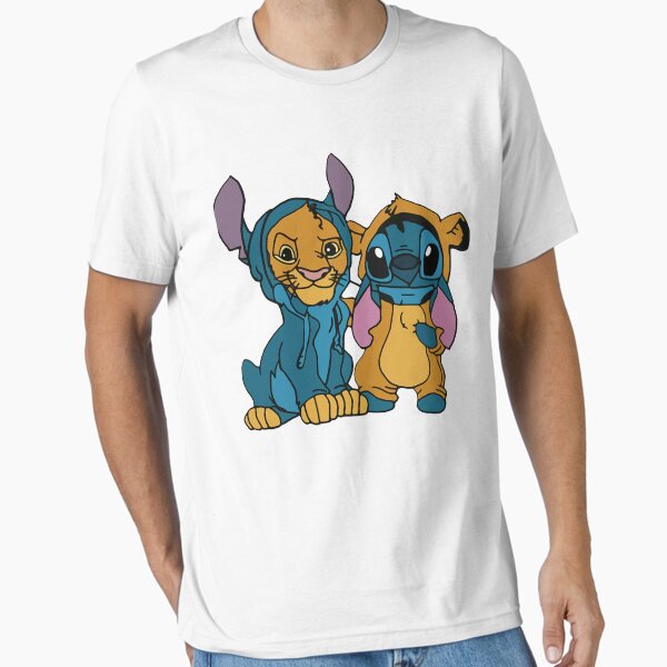 Mens Womens Simba And Stitch Unisex Cotton Design Soft Hot Idea Cute Graphic Gifts T-Shirt