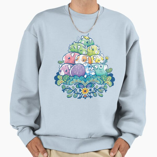 Blooming Piggy Pile in Blue Sweatshirt