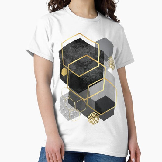 Black and Gold Geometric T-Shirt
