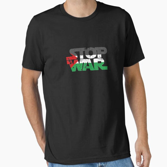 Stop War - Popular Palestine Flag Distressed Graphic T-Shirt