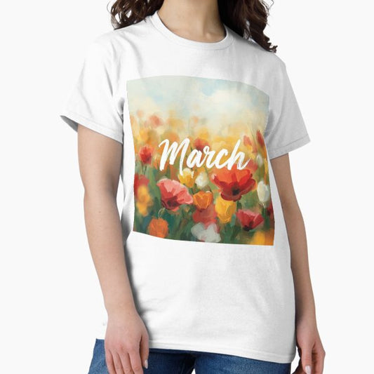 March Floral Field Spring Aesthetic Design T-Shirt