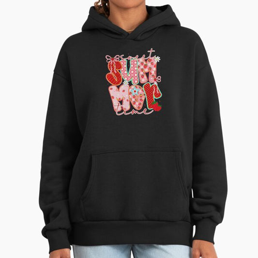 Sweet Summer Time Strawberry Coquette Bow Summer Checkered Hoodie