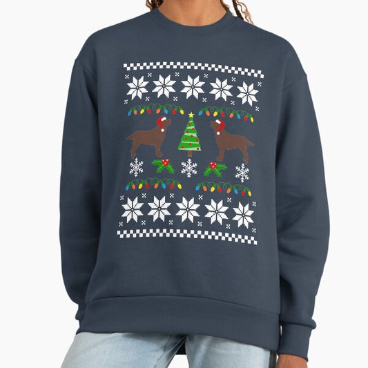 Chocolate Labrador Happy Christmas Sweater Pattern Sweatshirt