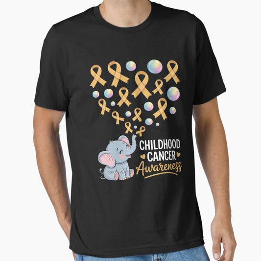 Cute Elephant Gold Balloons Childhood Cancer Awareness Month T-Shirt