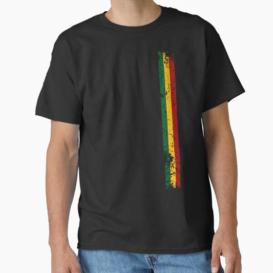 Reggae Rasta Rastafari Jamaica Color Stripe T-Shirt